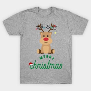 Cute Rudolph The Red Nose Reindeer - Merry Christmas T-Shirt